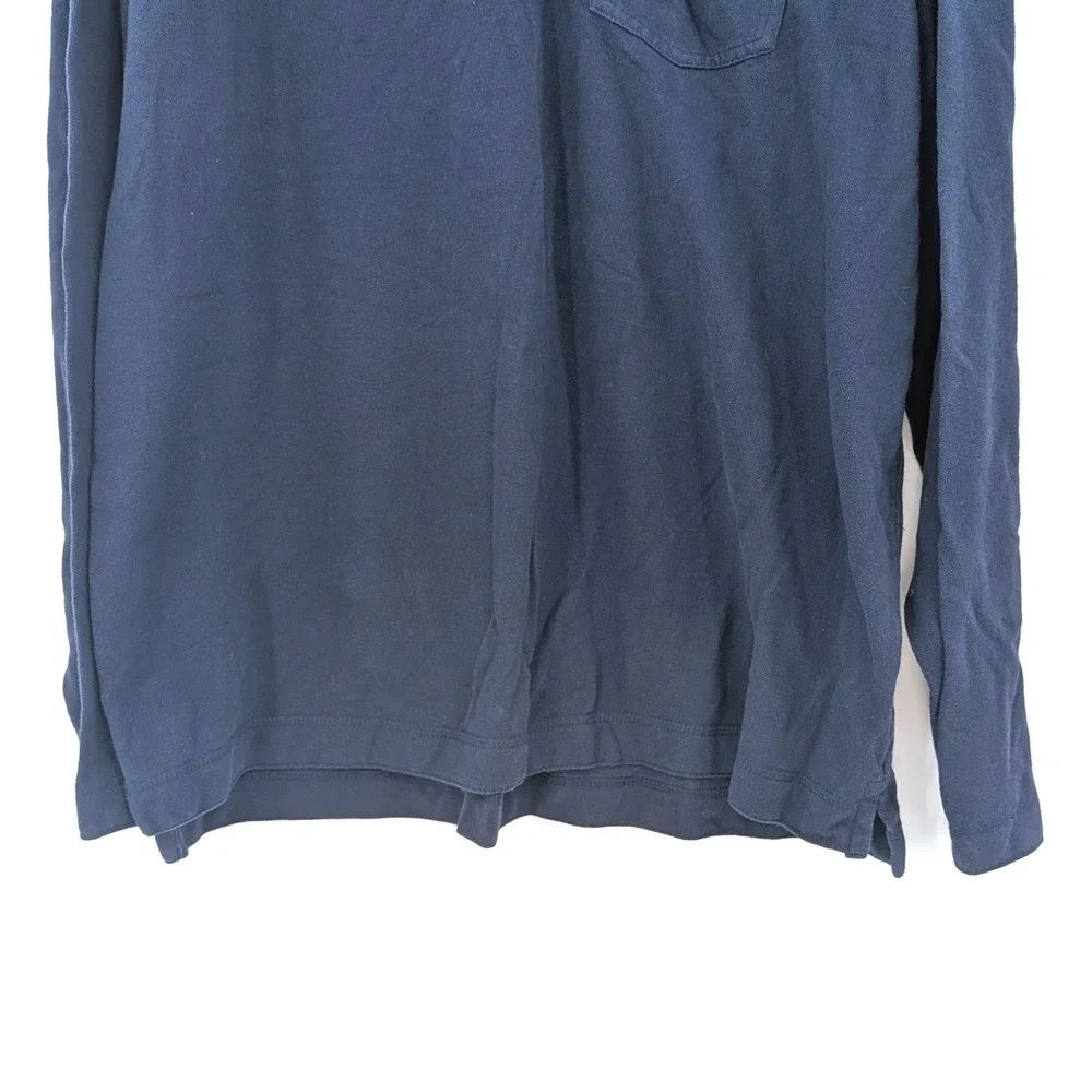 Y2K Old Navy Long Sleeve Polo Shirt XXL Navy Blue Cotton‎ Casual 2000s
